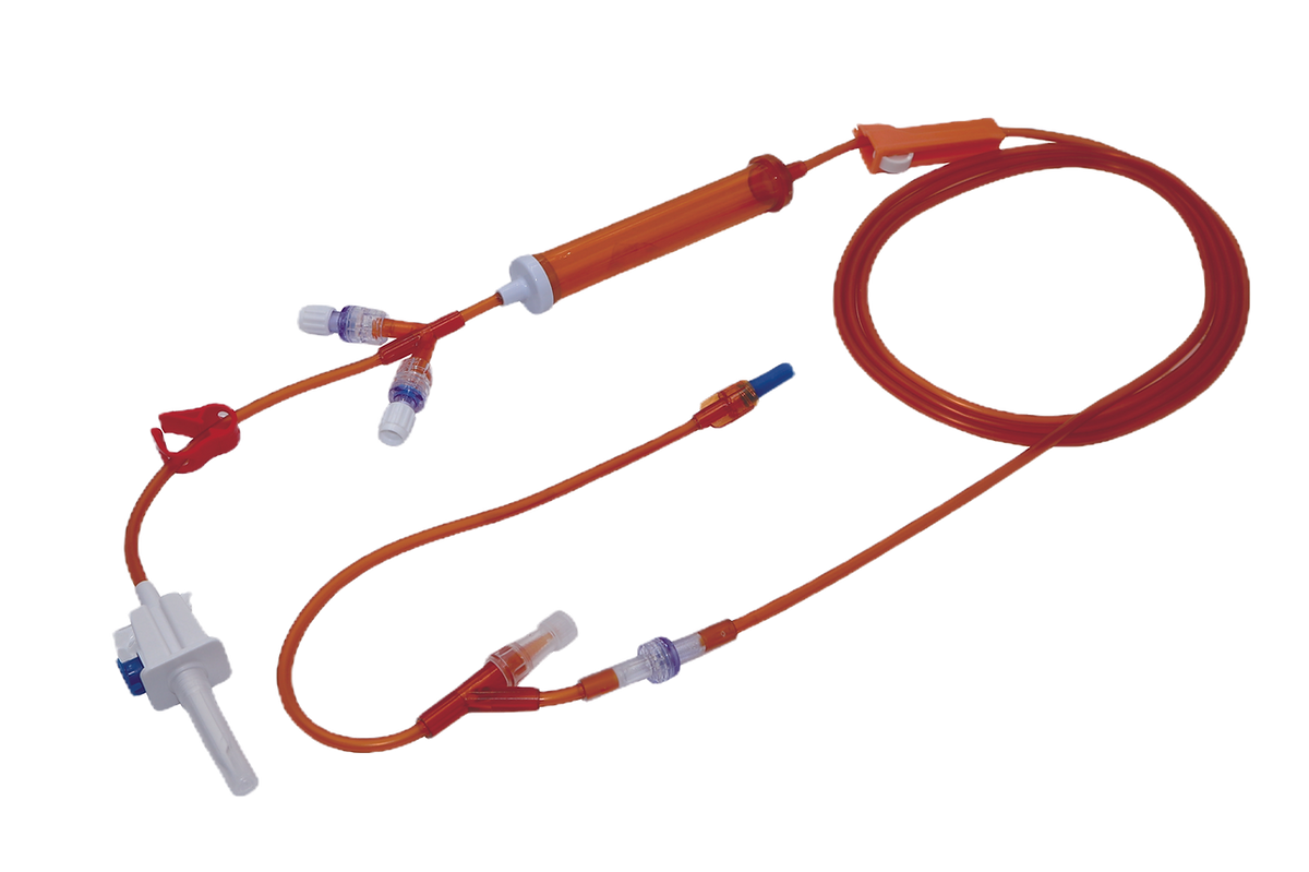 IVSO02 – Oncology Infusion Set | The Labs Choice IVSO02 Oncology Infusion Set is designed for controlled intravenous medication administration in oncology and other clinical infusion applications. It features a 20 drops/mL drip chamber, 15 µm filter, needle-free connectors, three-valve Y-port, back-check valve, and roller and pinch clamps. Amber, light-resistant tubing helps protect light-sensitive medications. | Labs Choice