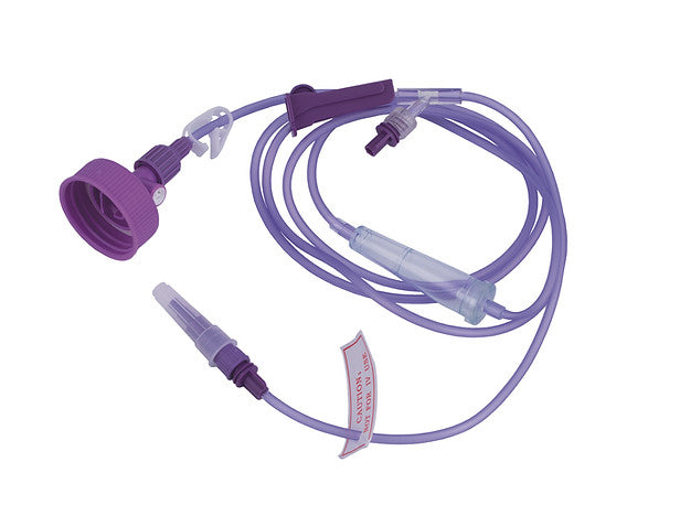 ENF05G – Gravity Feeding Set | The Labs Choice ENF05G Gravity Feeding Set is designed for controlled enteral nutrition delivery using gravity feeding. It features a universal bottle adaptor for ENPlus cross spikes, 1.8 m PVC tubing, roller clamp, drip chamber, and ENFit female connector compliant with ISO 80369-3. Customized tubing and pump-use configurations are available. | Labs Choice