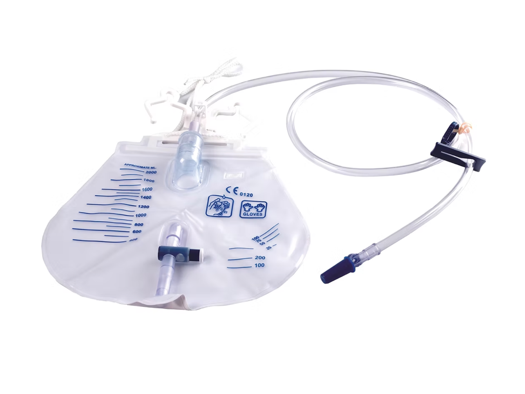 UDBA20 — Apple Shape Urine Drainage Bag | Labs Choice Apple-shaped urine drainage bag made from high-grade, latex-free PVC for reliable urine collection. Available in 2,000 mL, 4,000 mL, or customized capacities, with air vent, non-return valve, clamp, and optional sampling port and hanger configurations. | Labs Choice