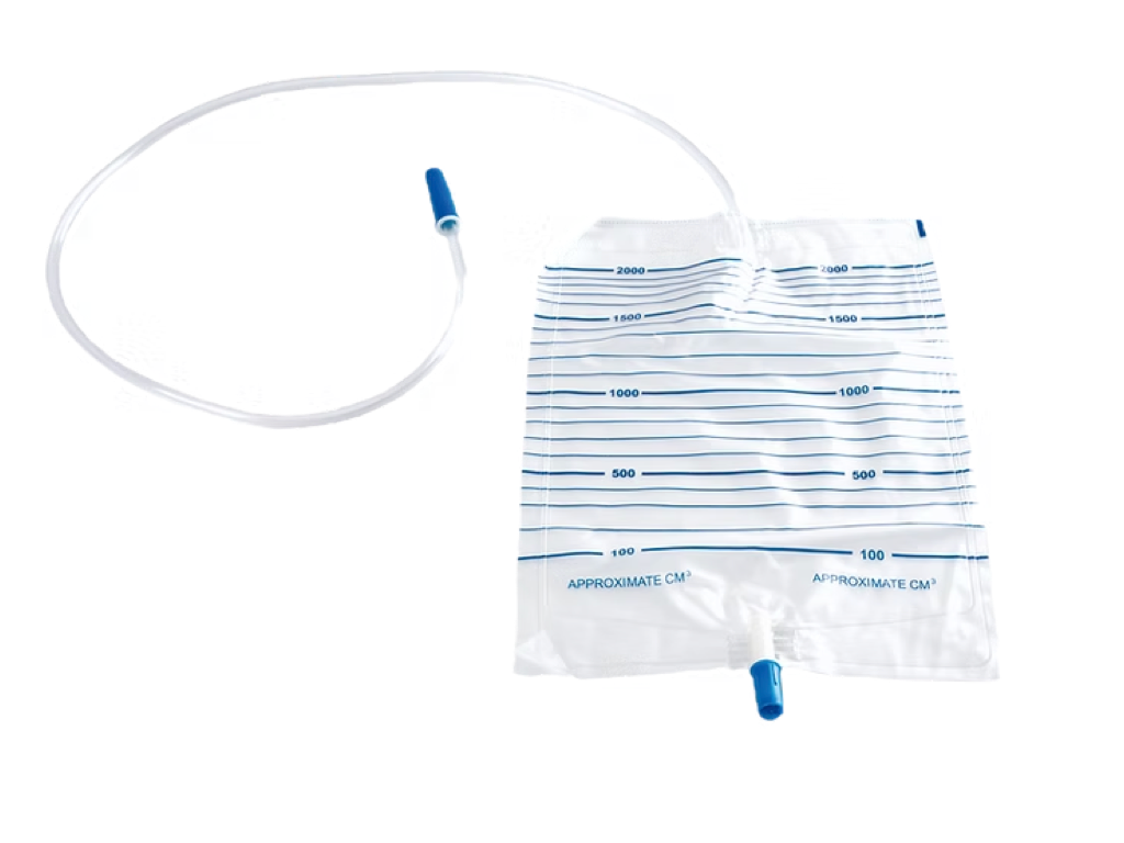 UDBRP20 – Rectangle Urine Drainage Bag with Pull Outlet | Labs Choice 2,000 mL rectangular urine drainage bag featuring a pull outlet for convenient urine drainage.| Labs Choice