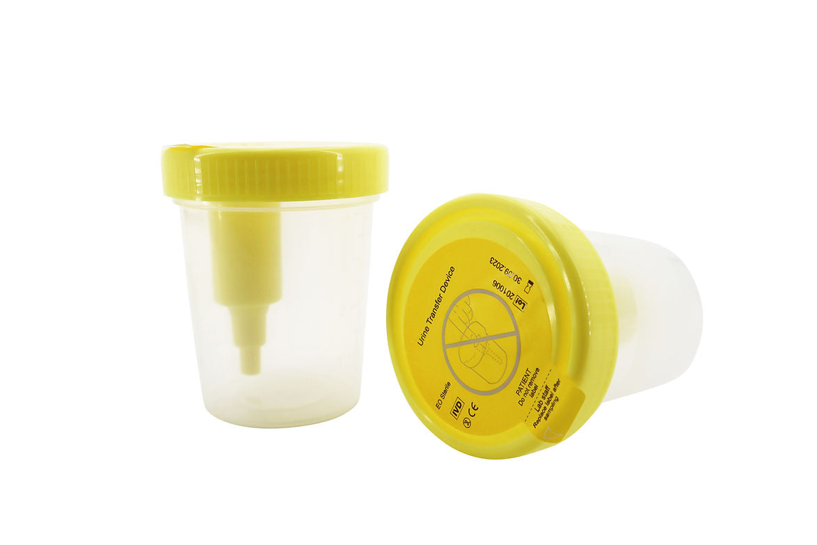 Urine Transfer Device | The Labs Choice Urine Transfer Device combines a sterile screw-cap urine collection cup with an integrated transfer device for convenient specimen collection and transfer. | Labs Choice