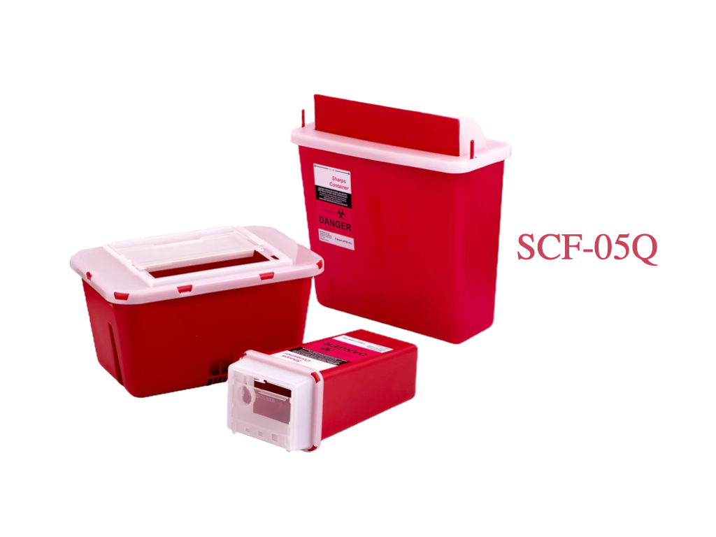 SCF-05Q – 5 Quart Sharp Container | Labs Choice SCF-05Q Sharp Container is a 5-quart sharps disposal container designed for safe collection and disposal of needles, syringes, and other sharps. Its mailbox-style lid can remain closed when not in use, while the horizontal drop design helps maximize container capacity. | Labs Choice